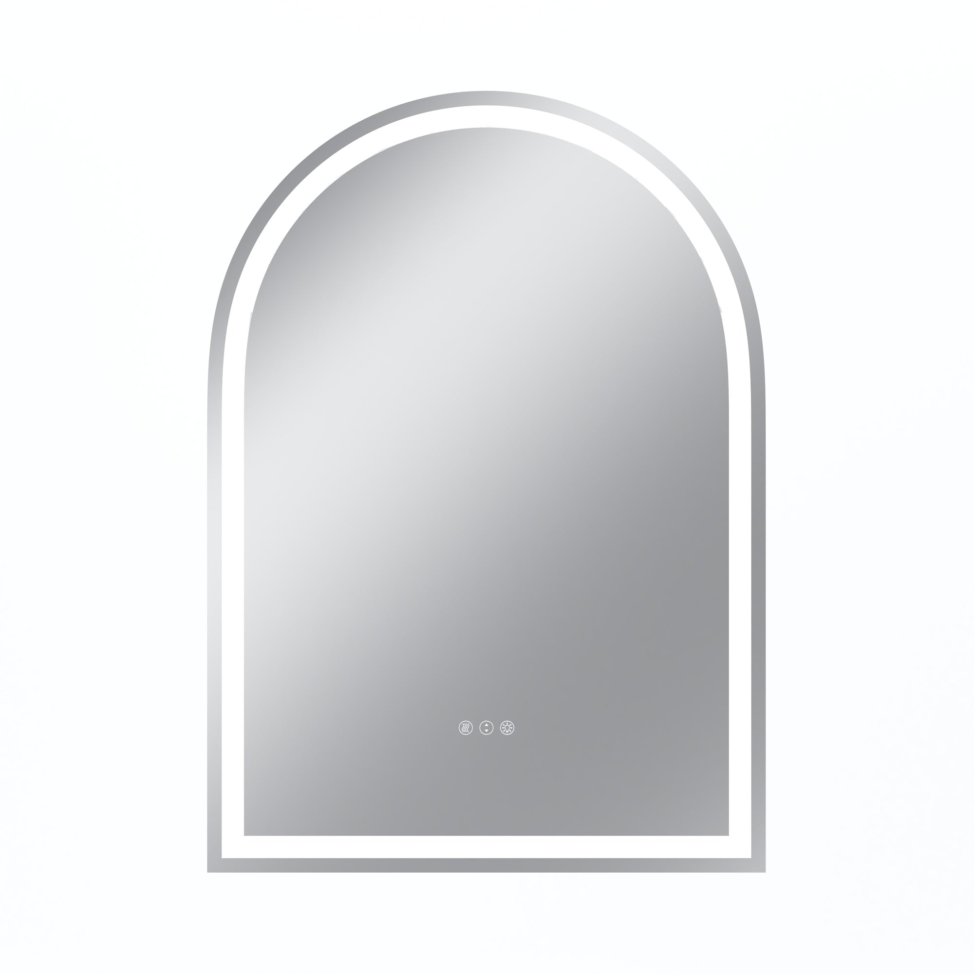 Vanityfus 30-in W 42-in H Arch Frameless Wall-Mounted Beveled Dimmable LED Lighted Fog Free Bathroom Vanity Mirror in silver